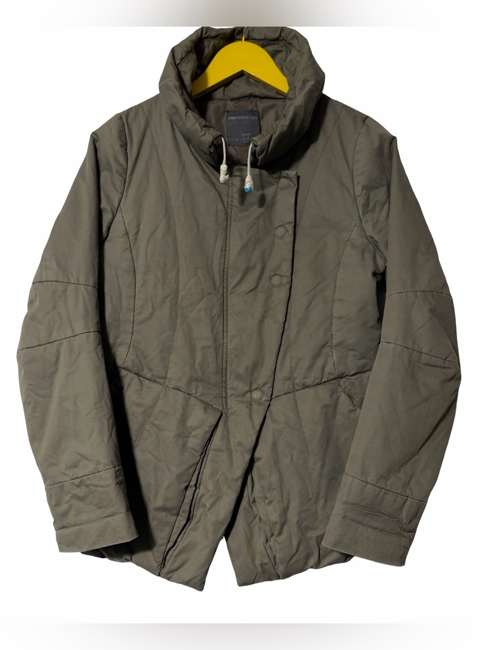 JNBY Japan Olive Green Button Zip Cowl Neck Jacket Y2K Medium